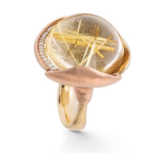 Bague Or, Quartz Rutile et Diamants Crédit Ole Lynggaard