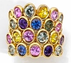 René Boivin "Bague Quatre Corps" Saphirs de couleurs