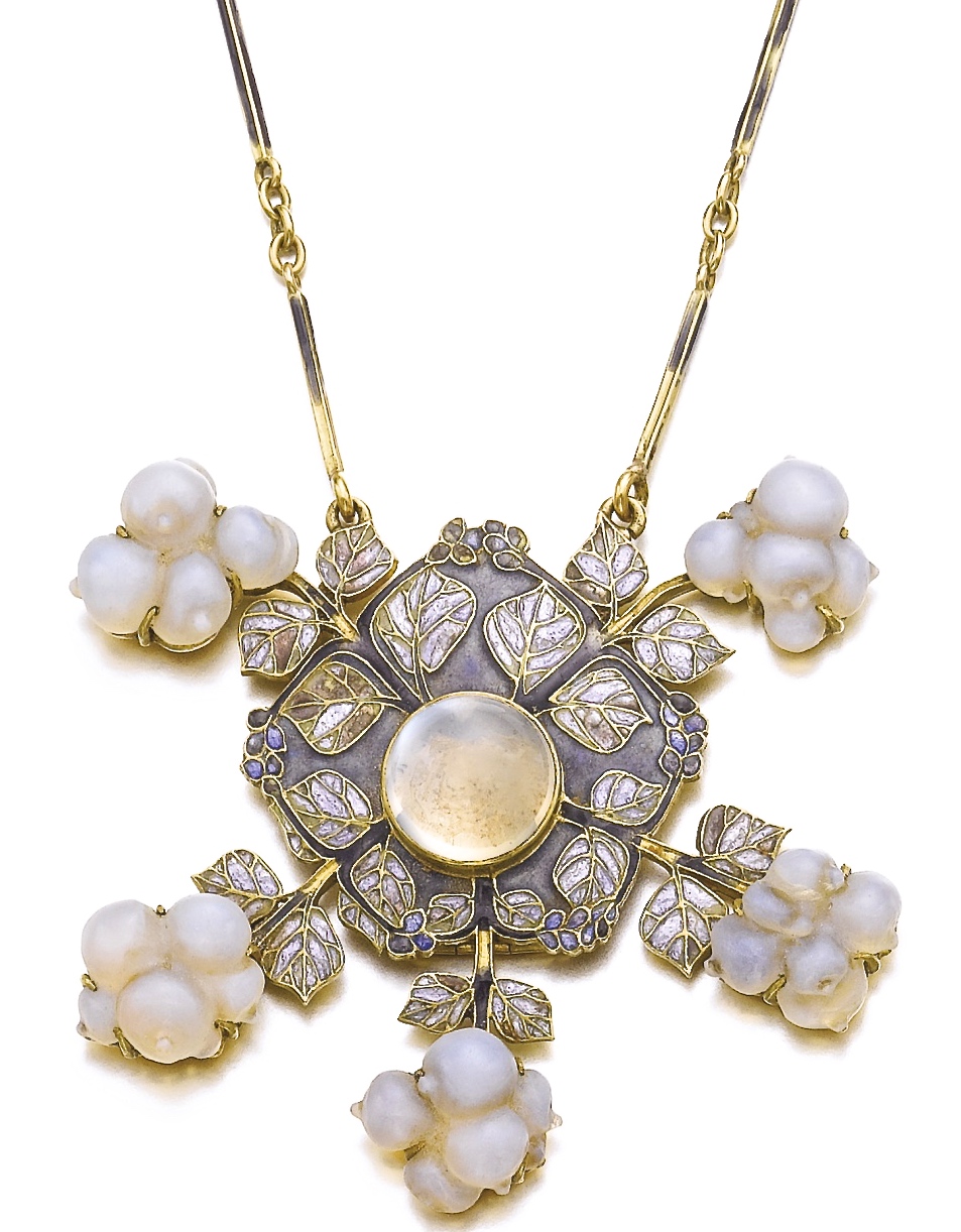 René Lalique Collier Pierre de Lune, Émail, Verre Vers 1903