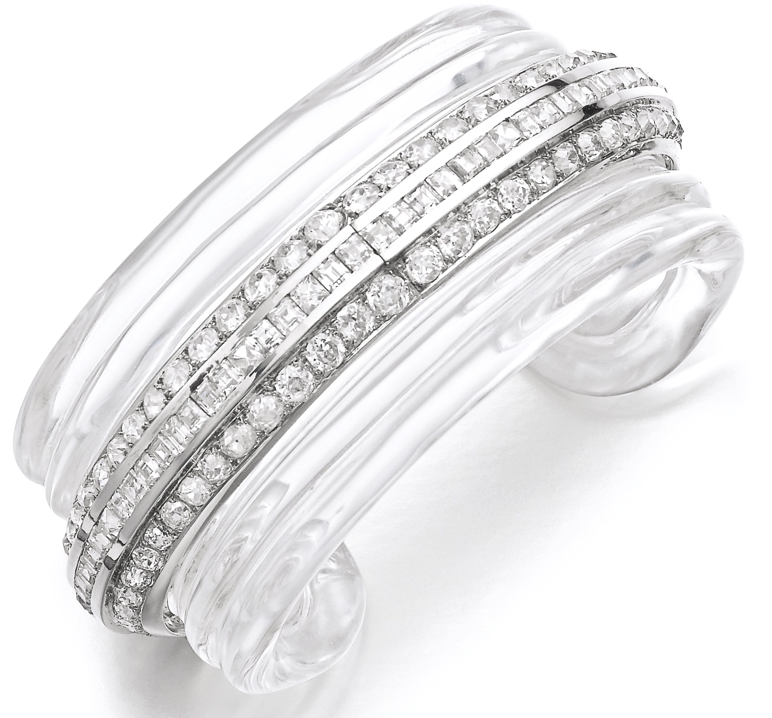 René Boivin Bracelet Cristal de Roche, Diamants. Vers 1934