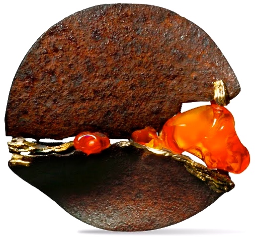 Pendentif Opale, Or, Rouille © Thierry Vendome