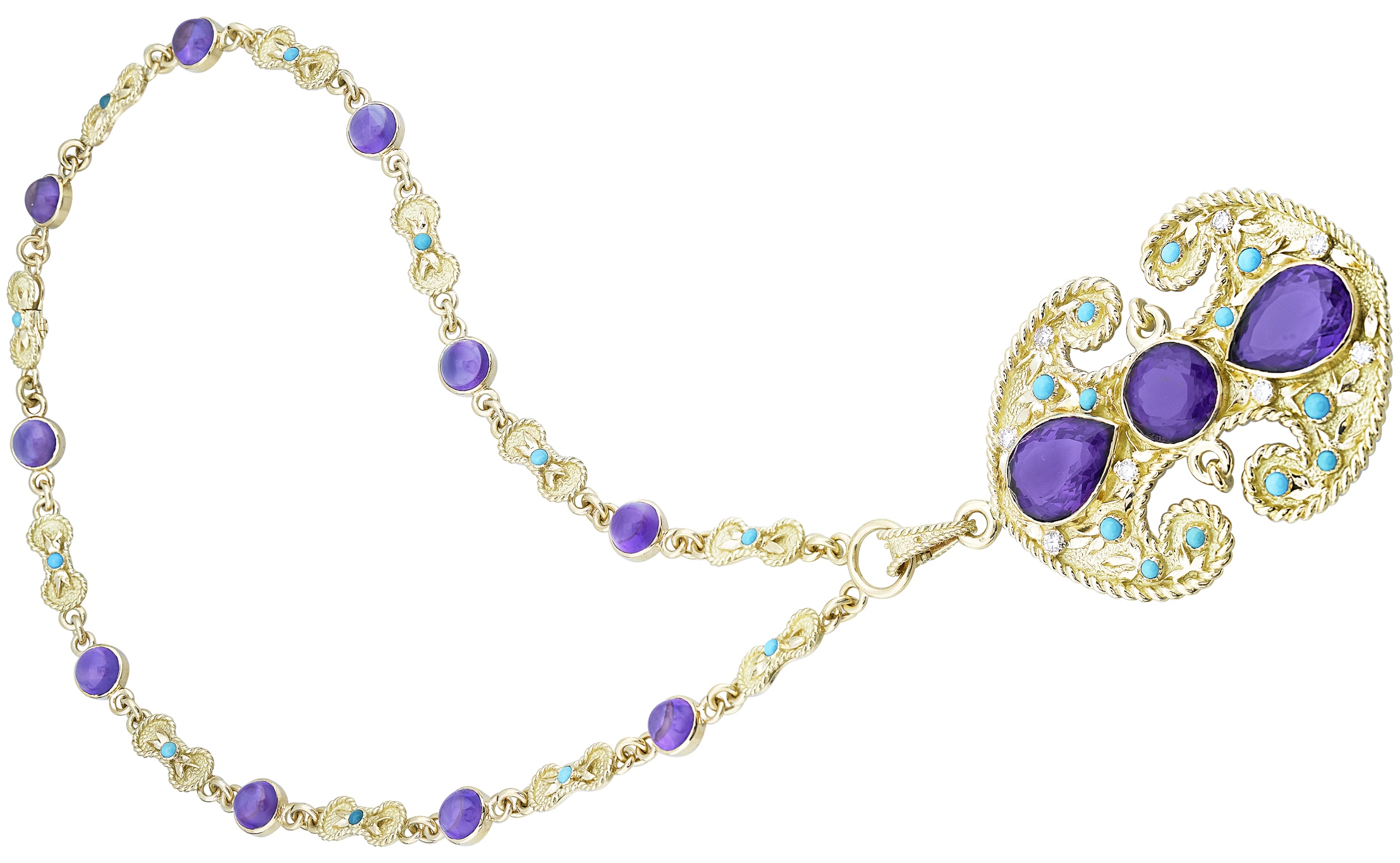 Collier "Byzance" Améthystes, Turquoises, Or. 1972. © Van Cleef & Arpels