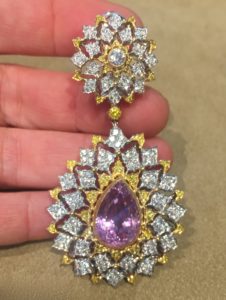 Cocktail de boucles d'oreilles Buccellati. kunzite, Diamants