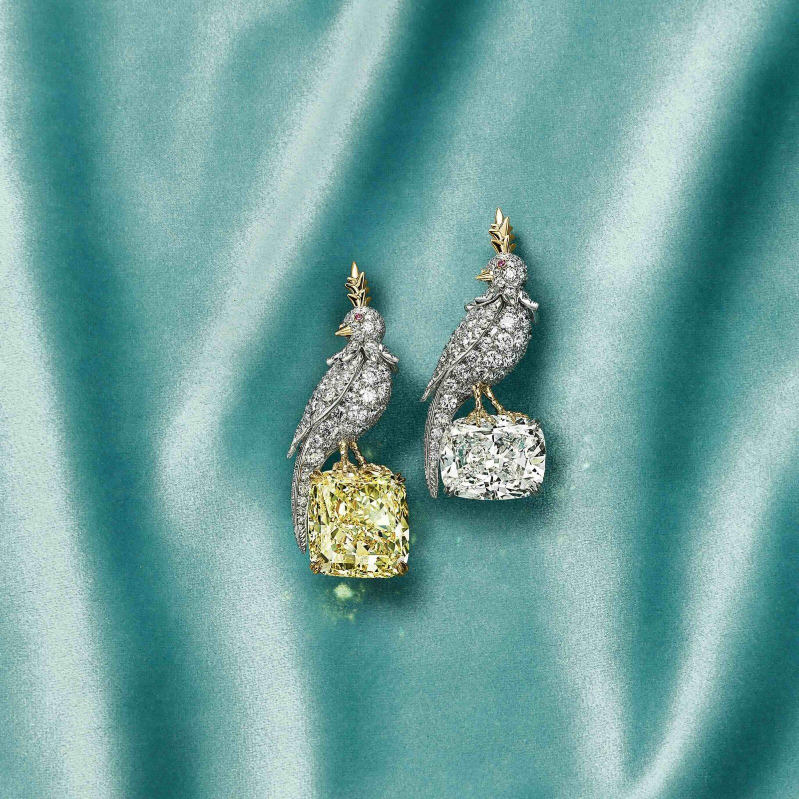 Deux Broches Bird on a Rock Diamant 20.69 carats Diamant 22,35 carats © Tiffany & Co.