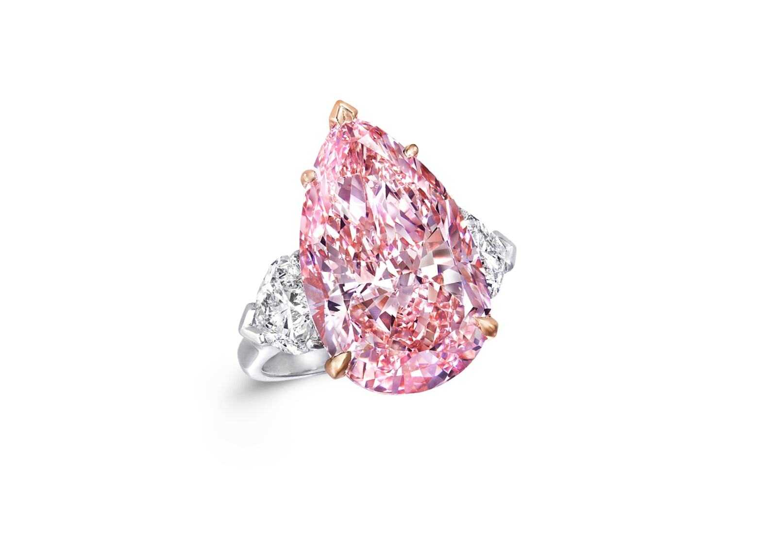 12.02 carat Fancy Vivid Pink Pear Shape Diamond Ring (14.09 cts) © GRAFF
