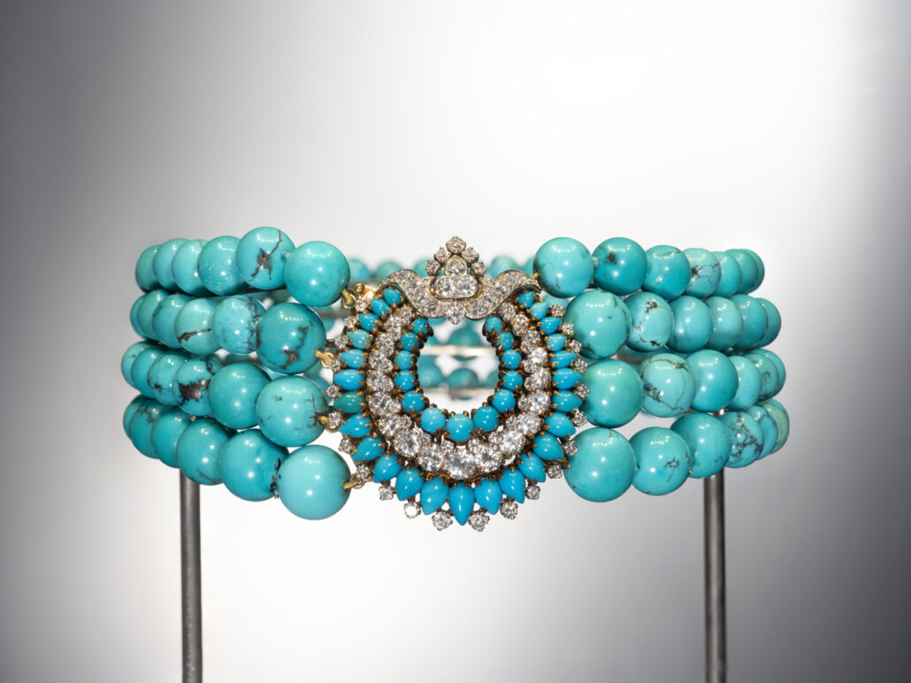 Collier turquoises et diamants