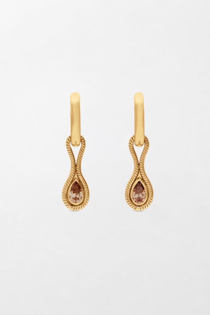 Boucles d'oreilles en or jaune diamants fancy brown