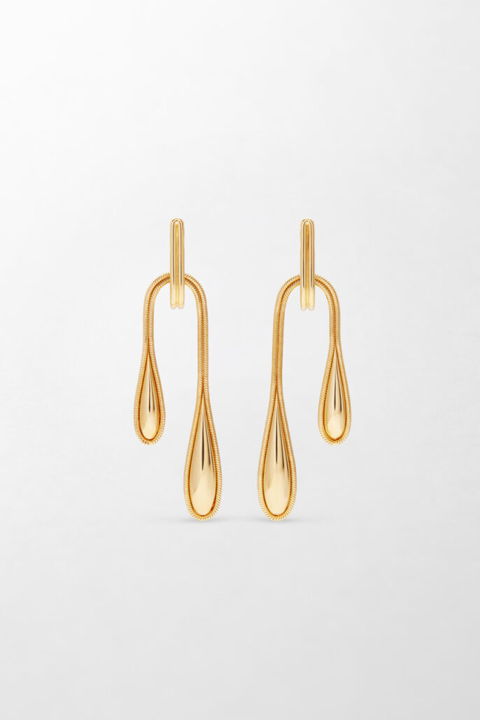 Boucles d'oreilles en or jaune pendantes fluide