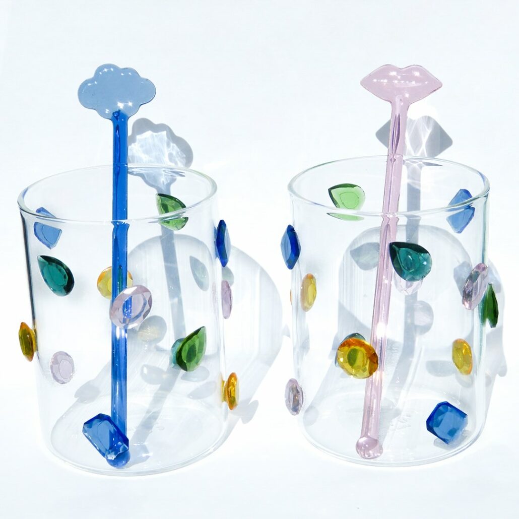 Verres et Agitateurs en verres de couleurs
