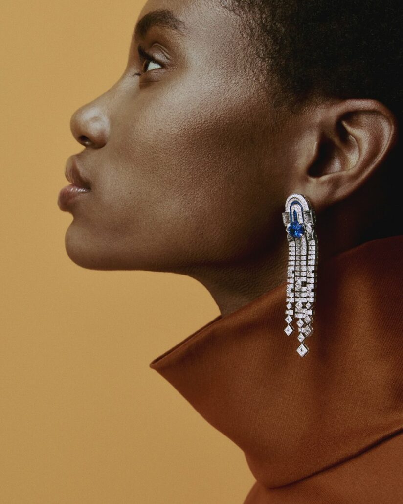 Boucle d'oreille saphir et diamants de Boucheron