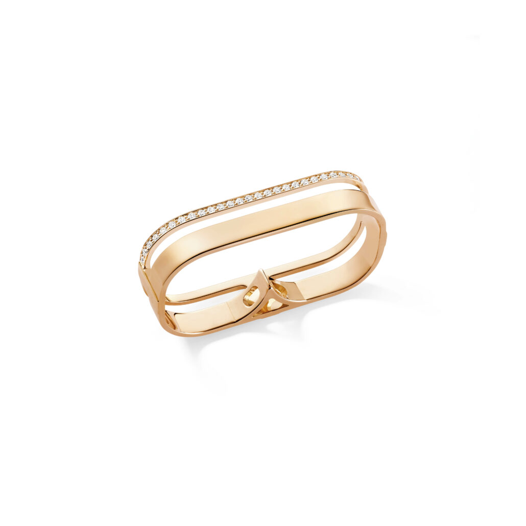 Bague deux rangs en or rose et diamants de Repossi